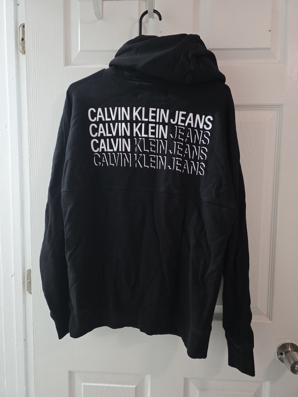 Calvin Klein Jeans Black Hoodie with Repeated Logo Back Print
